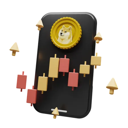 Dogecoin Krypto-App  3D Illustration