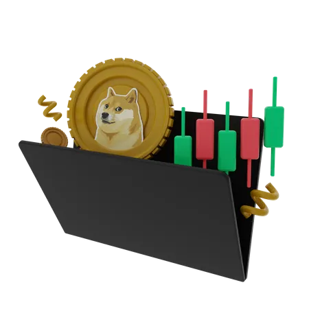 Dogecoin Treading Folder 3D Illustration