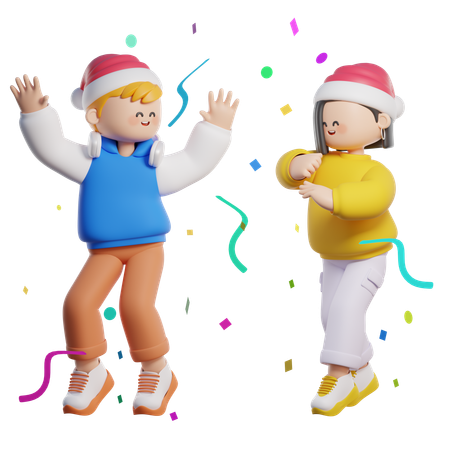 Doing Confetti Dance  3D Illustration