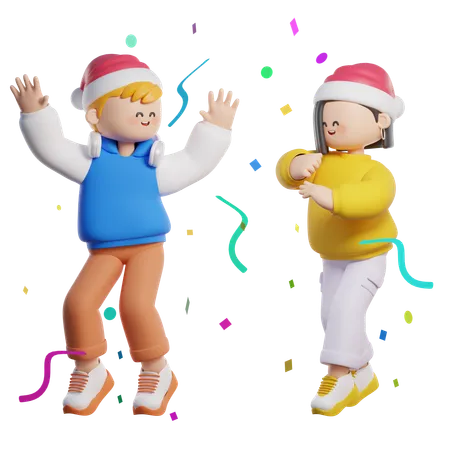 Doing Confetti Dance  3D Illustration