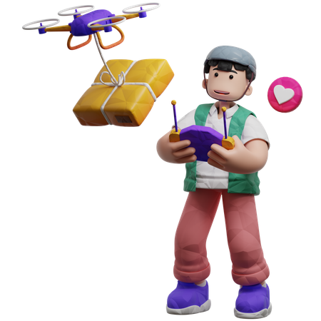 Doing Drone Delivery  3D Illustration