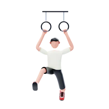 Doing Exercise With Gymnastics Ring  3D Icon