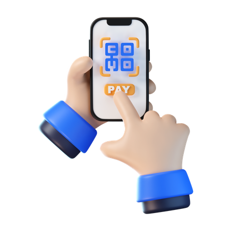 Doing Online Qr Payment  3D Icon