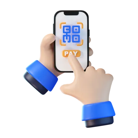 Doing Online Qr Payment  3D Icon