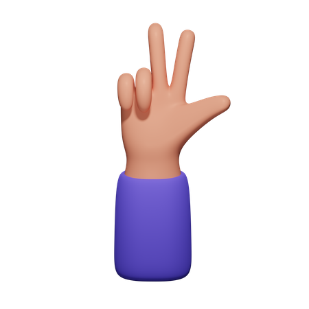 Dois dedos e polegar  3D Icon