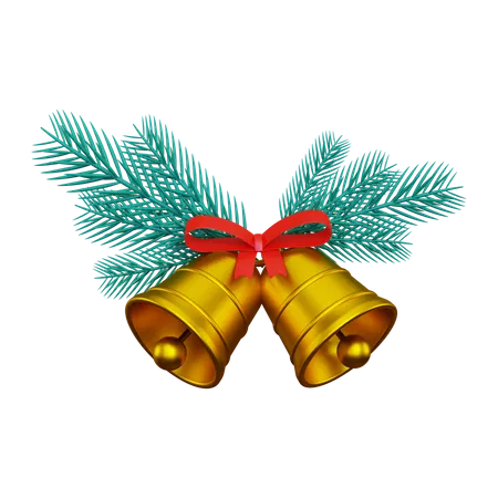 Dois sinos de natal dourados  3D Illustration