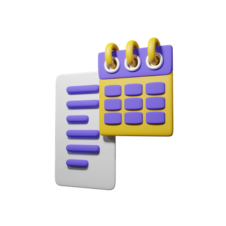 Dokument mit Kalender  3D Icon