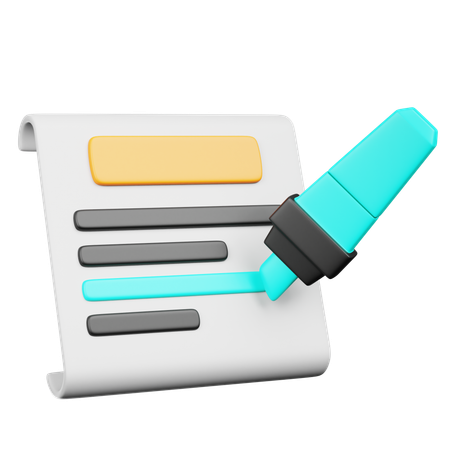 Dokument mit Textmarker  3D Icon