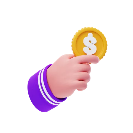 Mão segurando o dólar  3D Icon