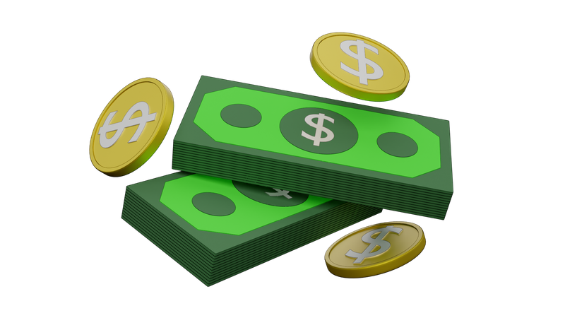 Dinheiro em dólar  3D Illustration