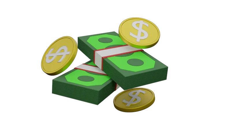 Dinheiro em dólar  3D Illustration