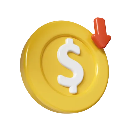 Disminución del dólar  3D Icon