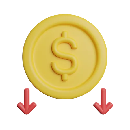 Disminución del dólar  3D Icon