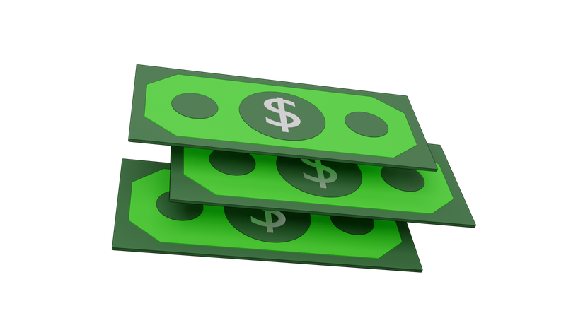 Dólar en efectivo  3D Illustration