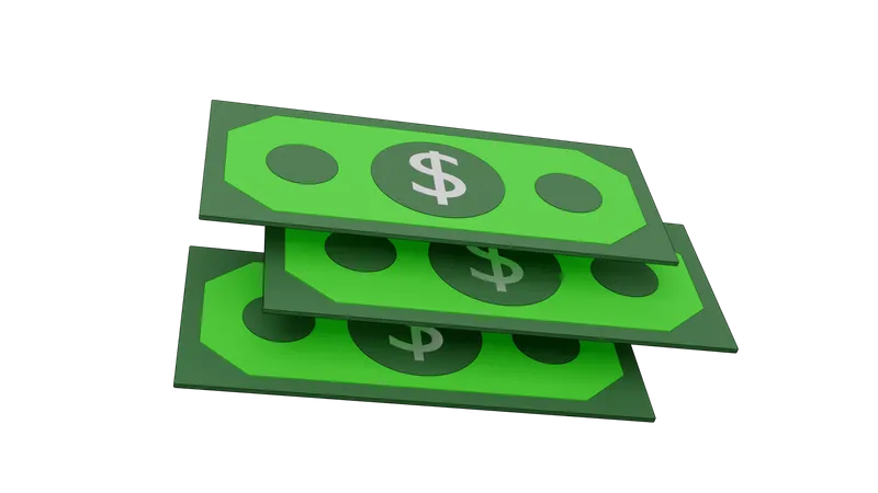 Dólar en efectivo  3D Illustration