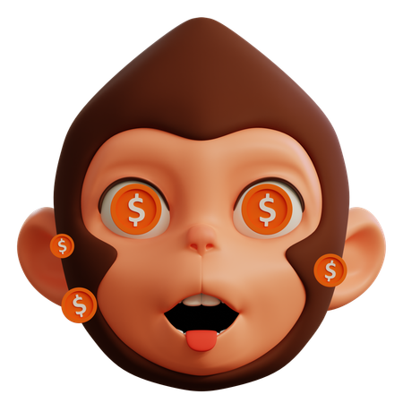 Dólar em olhos de macaco fofos  3D Icon