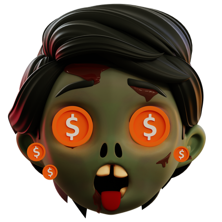 Emoji de dólar em olhos de zumbi  3D Icon