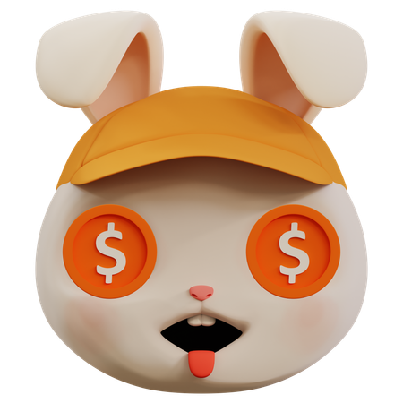 Emoji de dólar en ojos de conejo  3D Icon