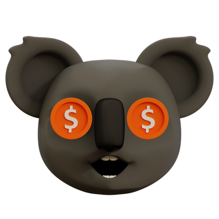 Dólar en ojos de koala  3D Icon