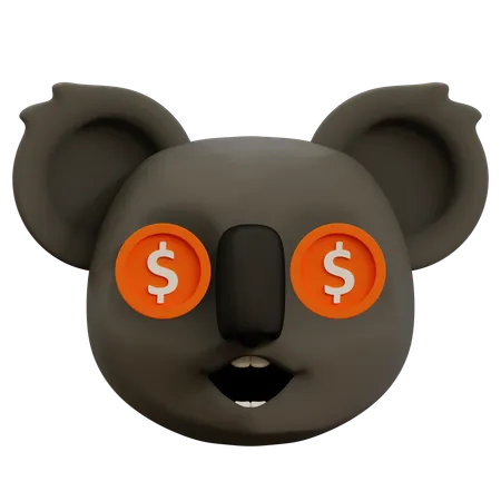 Dólar en ojos de koala  3D Icon