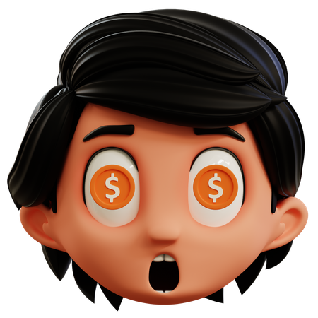 Emoji de dólar en ojos de niño  3D Icon