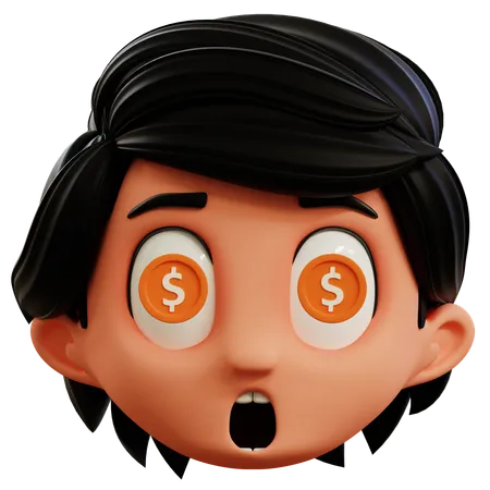 Emoji de dólar en ojos de niño  3D Icon