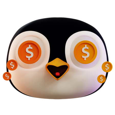 Dólar en ojos de pingüino  3D Icon
