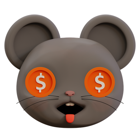 Emoji de dólar en ojos de ratón  3D Icon