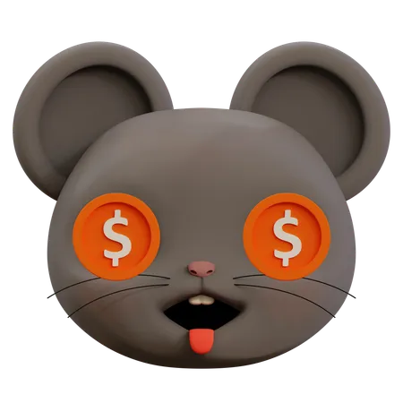 Emoji de dólar en ojos de ratón  3D Icon