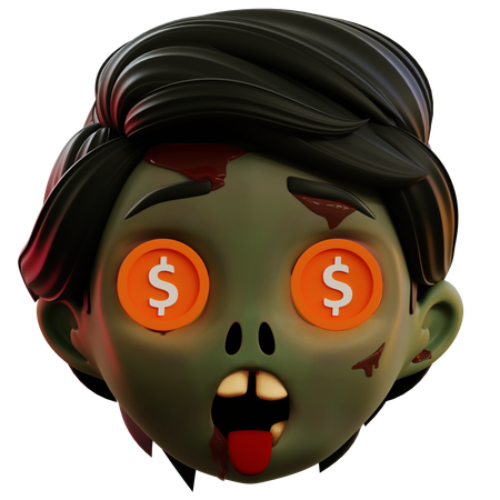 Dólar en emoji de ojos de zombie  3D Icon