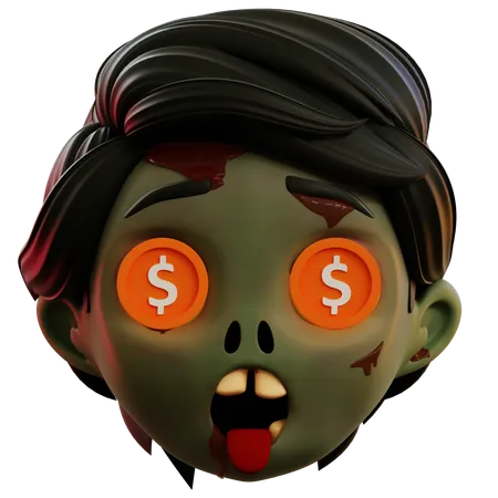 Dólar en emoji de ojos de zombie  3D Icon