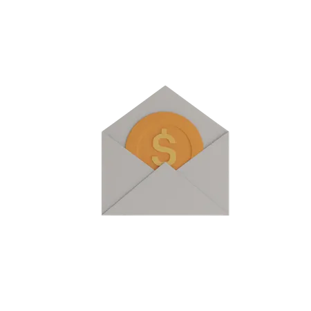 Envelope e moeda de dólar  3D Icon