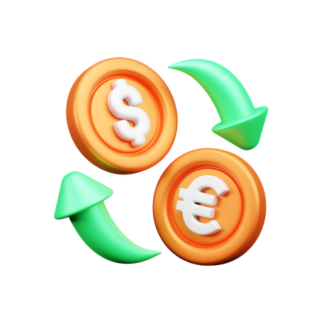 Dólar a euro  3D Icon