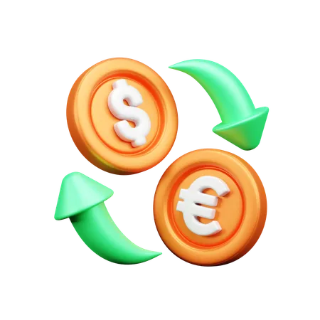 Dólar a euro  3D Icon