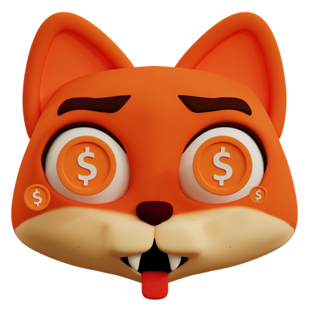 Dólar fofo olhos de raposa emoji  3D Icon