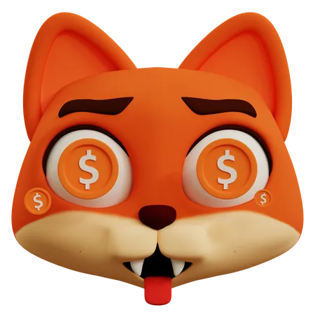 Dólar fofo olhos de raposa emoji  3D Icon