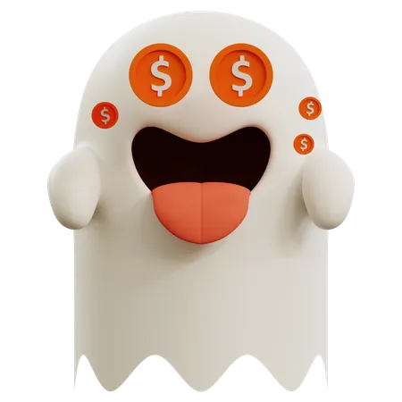 Dólar fofo olhos de fantasma emoji  3D Icon