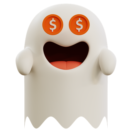 Dólar fofo olhos fantasmas emoticon  3D Icon