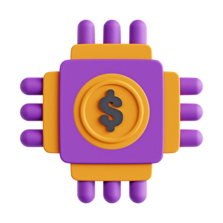 Microchip de dólar  3D Icon