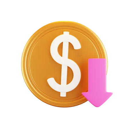 Moeda de dólar para baixo  3D Icon