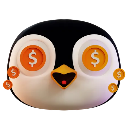 Dólar nos olhos do pinguim  3D Icon