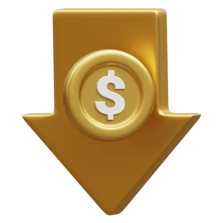 Dólar para baixo  3D Icon