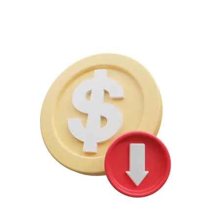 Dólar para baixo  3D Icon