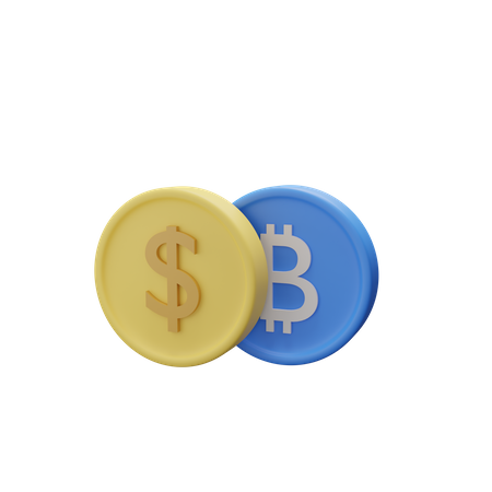 Dólar y bitcoin  3D Icon