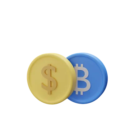 Dólar y bitcoin  3D Icon