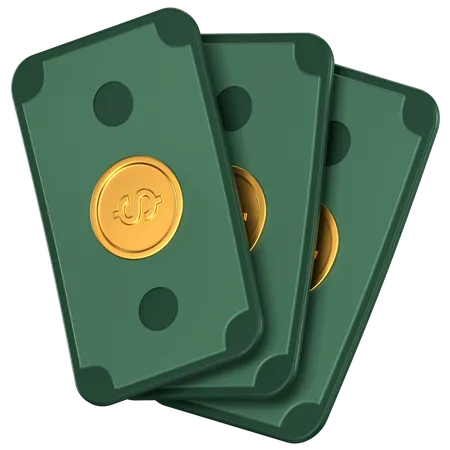 3 D Icon Of 3 Green Dollar Bills 3D Icon