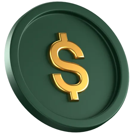 3 D Icon Of A Green Coin With Gold Dollar Sign In The Center 3D Icon