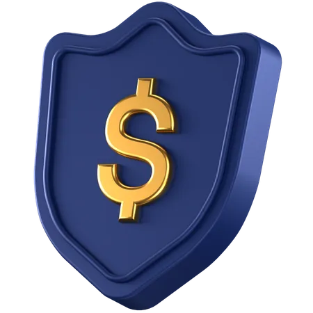 3 D Icon Of A Blue Shield With Gold Dollar Sign In The Center 3D Icon