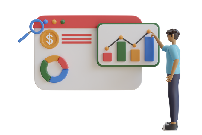 Dollar Analysis  3D Illustration