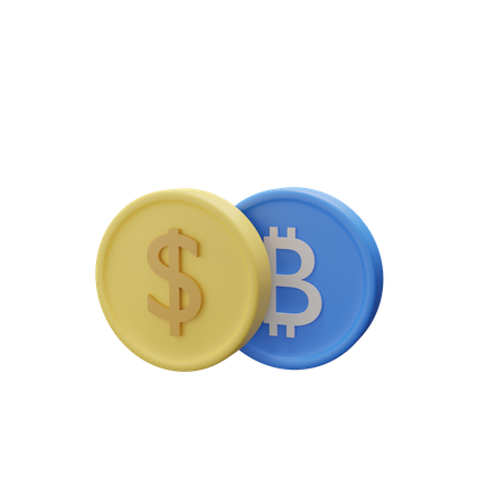 Dollar And Bitcoin  3D Icon